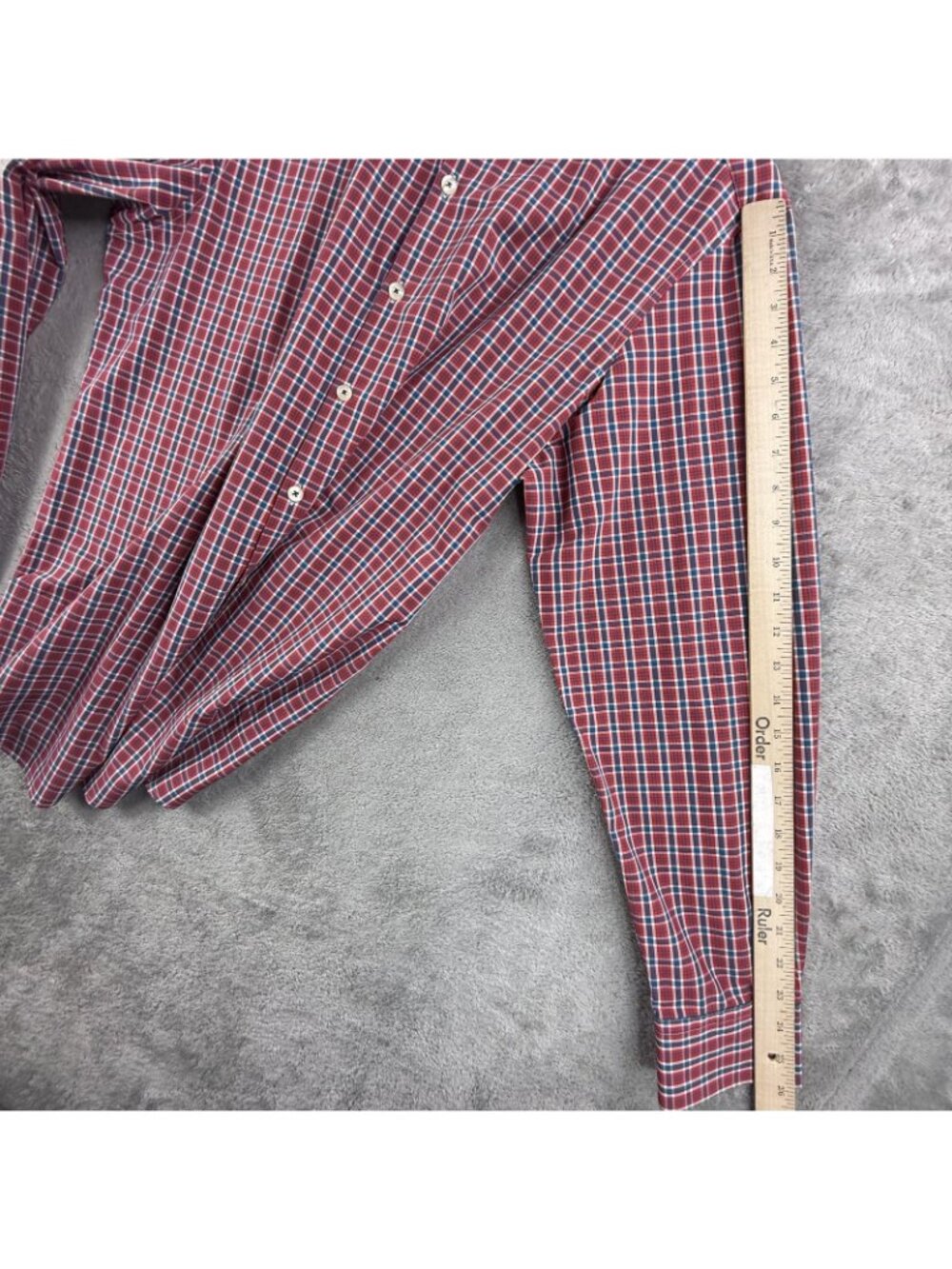 Quieti Shirt Mens Large Red Plaid Stretch Button Up Long Sleeve Performance - Picture 8 of 13